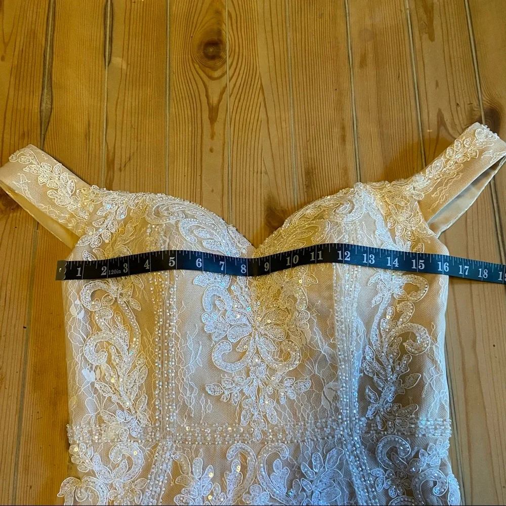 NWOT Lulus Promised Love White Beaded Lace Off-the-Shoulder Maxi Dress - Picture 15 of 16